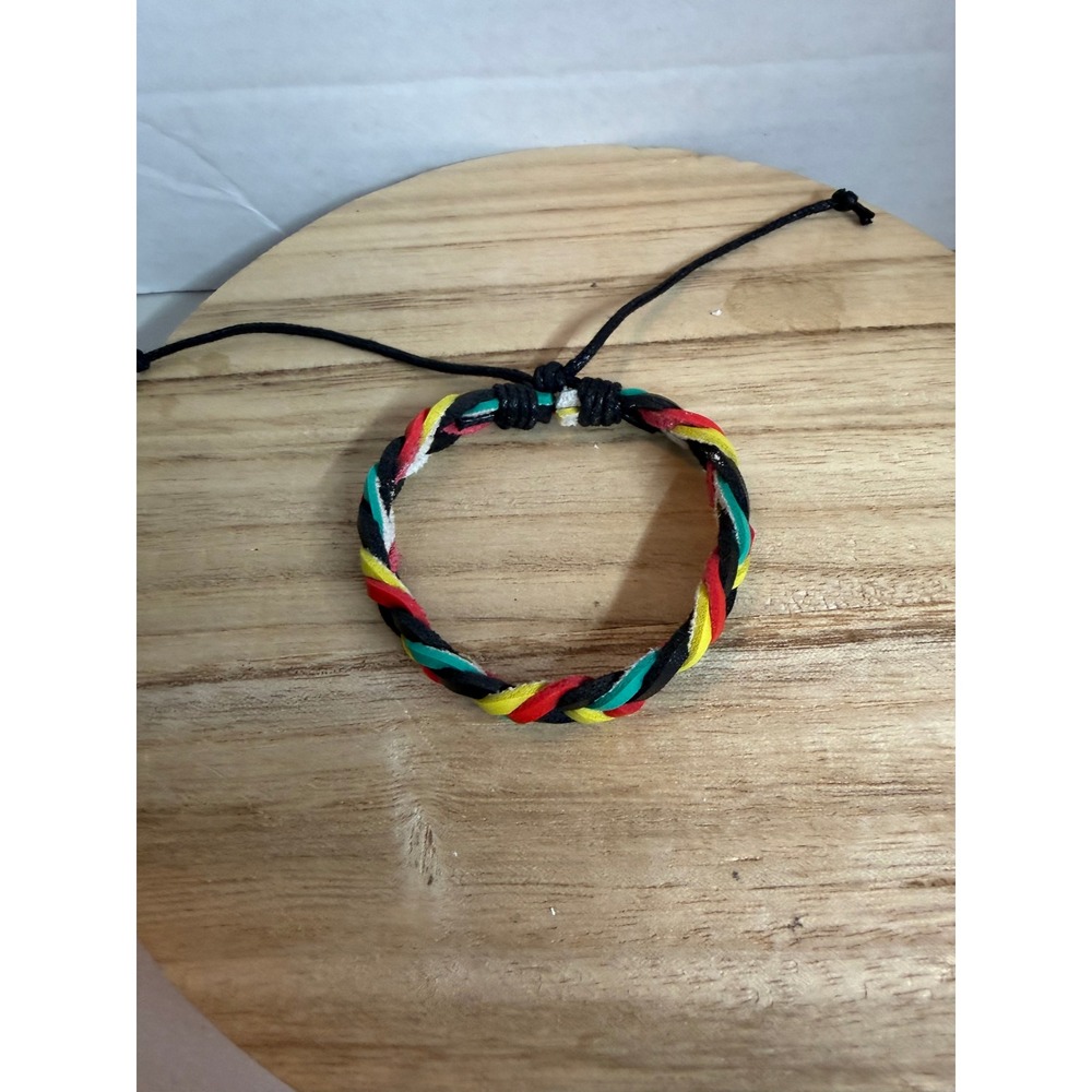 Braided Leather Cord Bracelet Multi Color Adjustable Sliding Knot Wristband